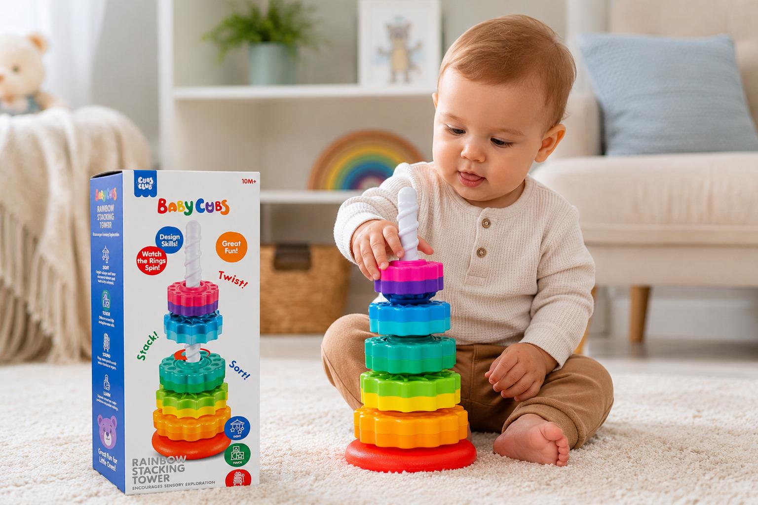 Cubs Club Baby Cubs Rainbow Stacking Tower
