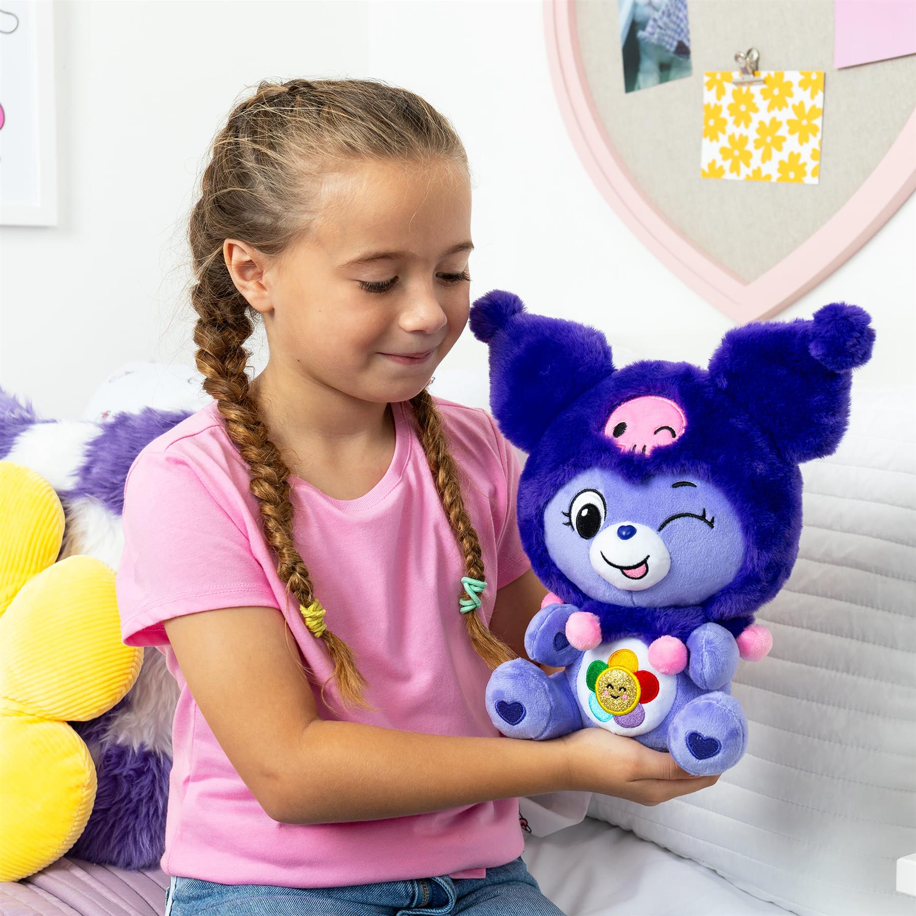 Care Bears x Hello Kitty Harmony Bear as Kuromi Plush 25cm