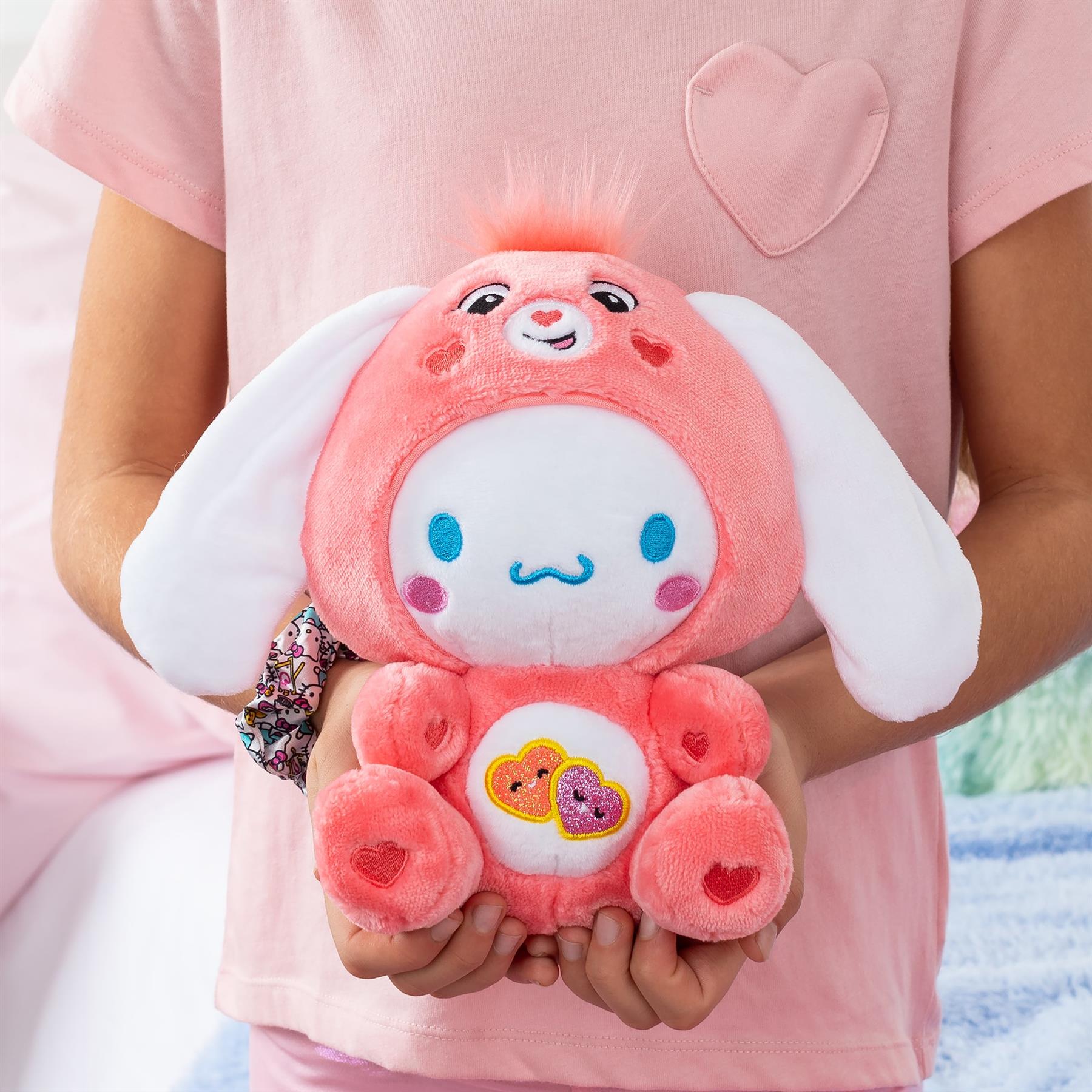 Care Bears x Hello Kitty Cinnamoroll as Love-A-Lot Bear Plush 25cm