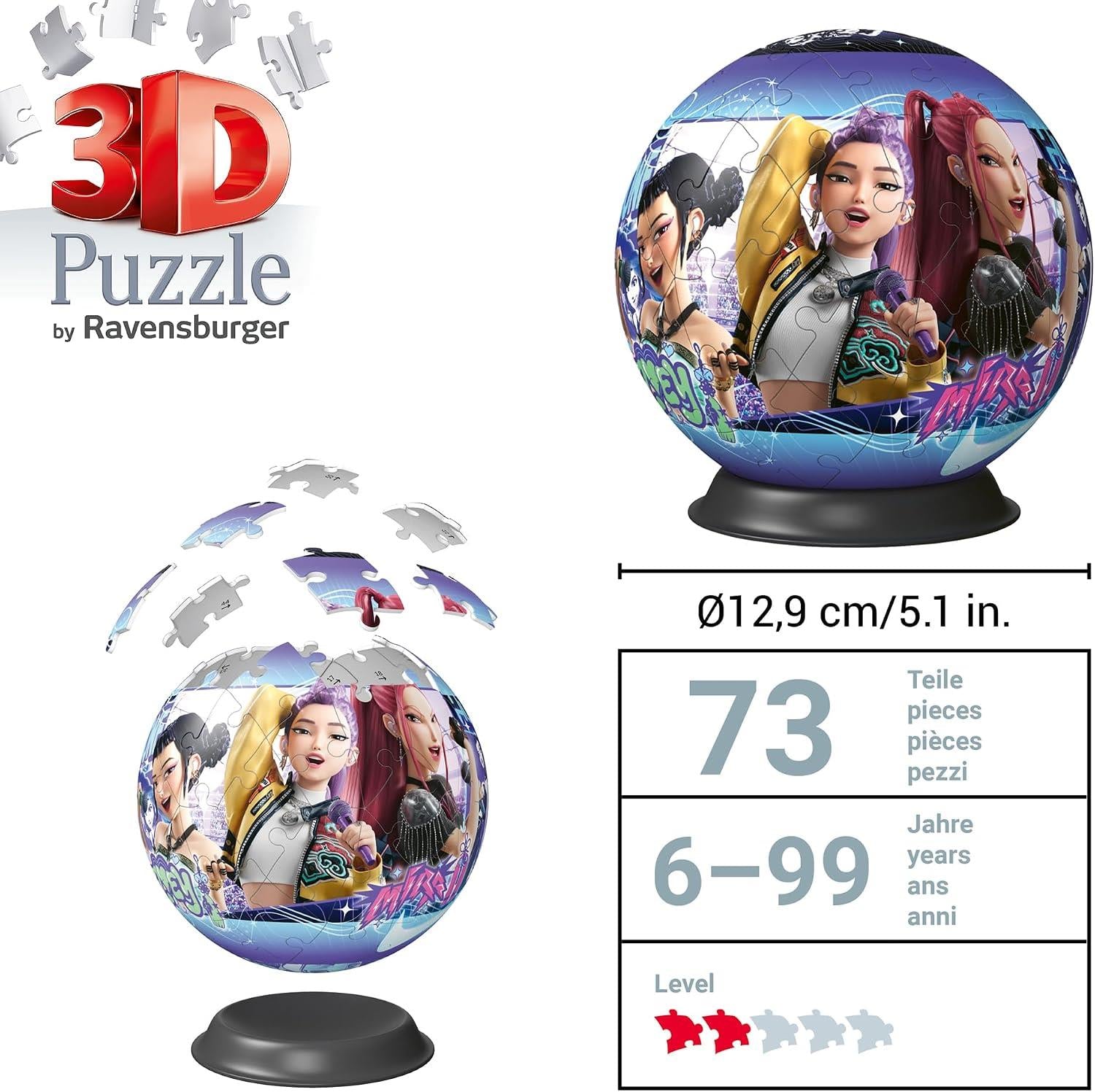 Ravensburger K-Pop Demon Hunters 72 Piece 3D Ball Jigsaw Puzzle