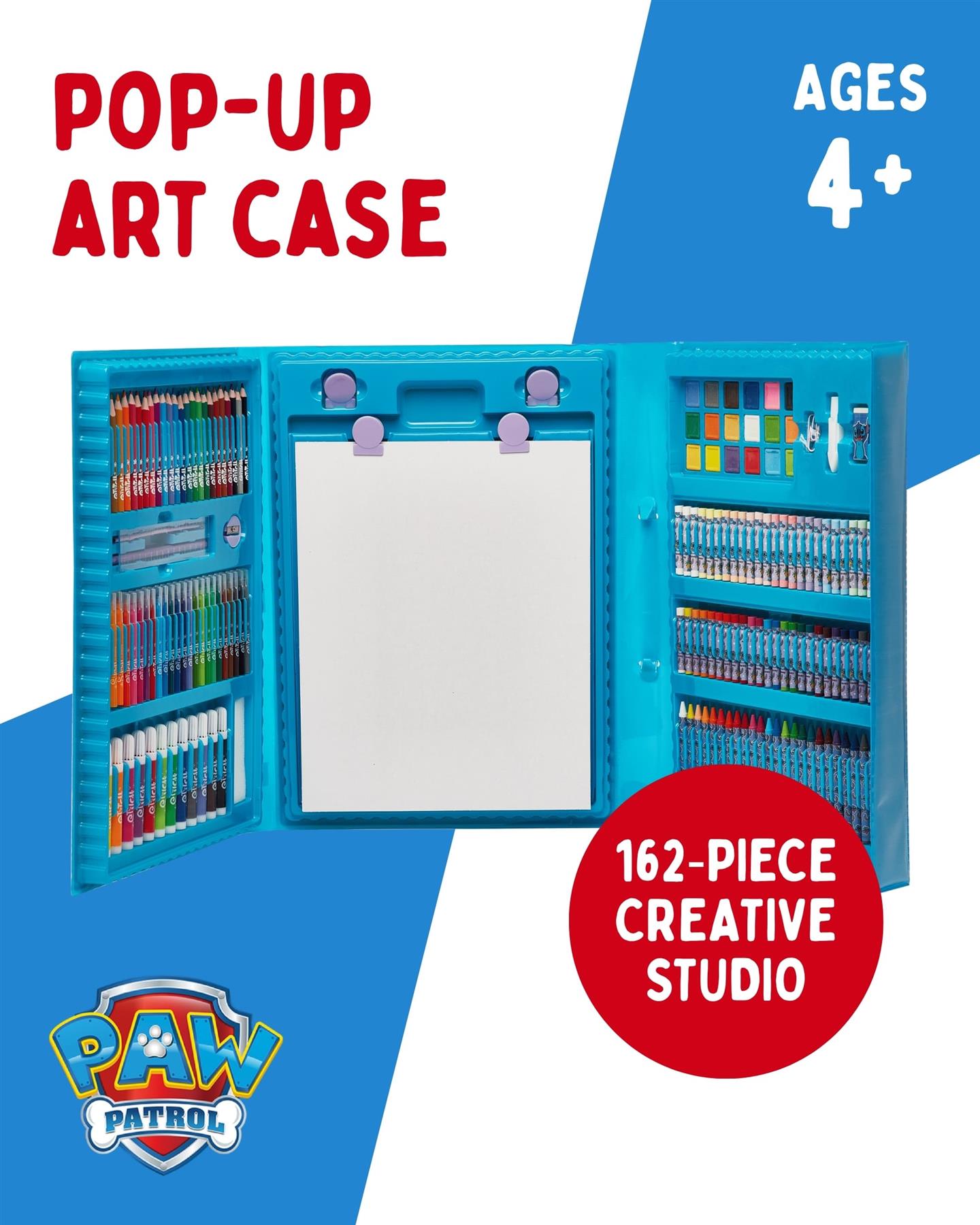 Paw Patrol 169 Piece Childrens Easel Set with Whiteboard, Chalkboard & Accessories