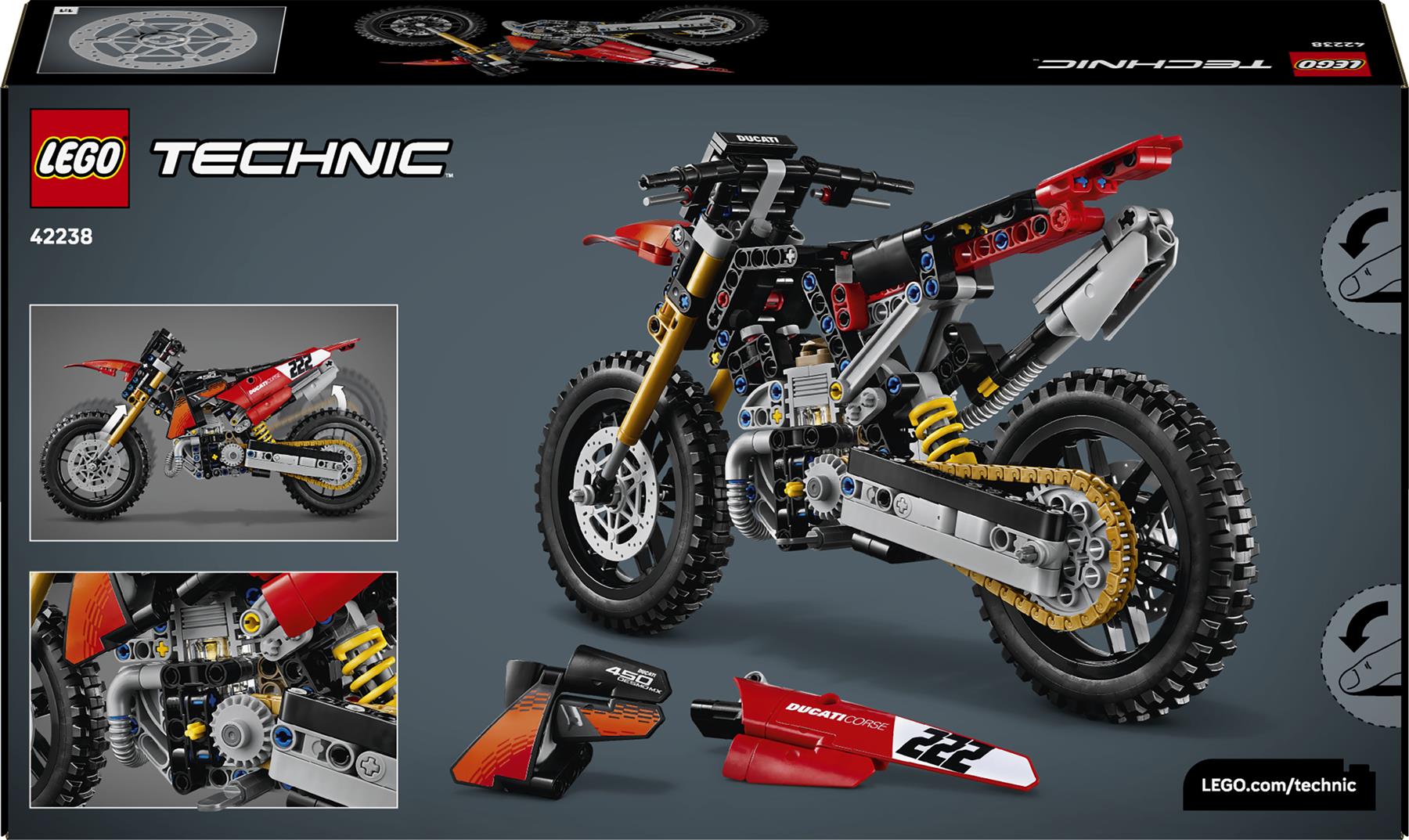 LEGO Technic Ducati Desmo450 MX Factory Motorcycle 42238