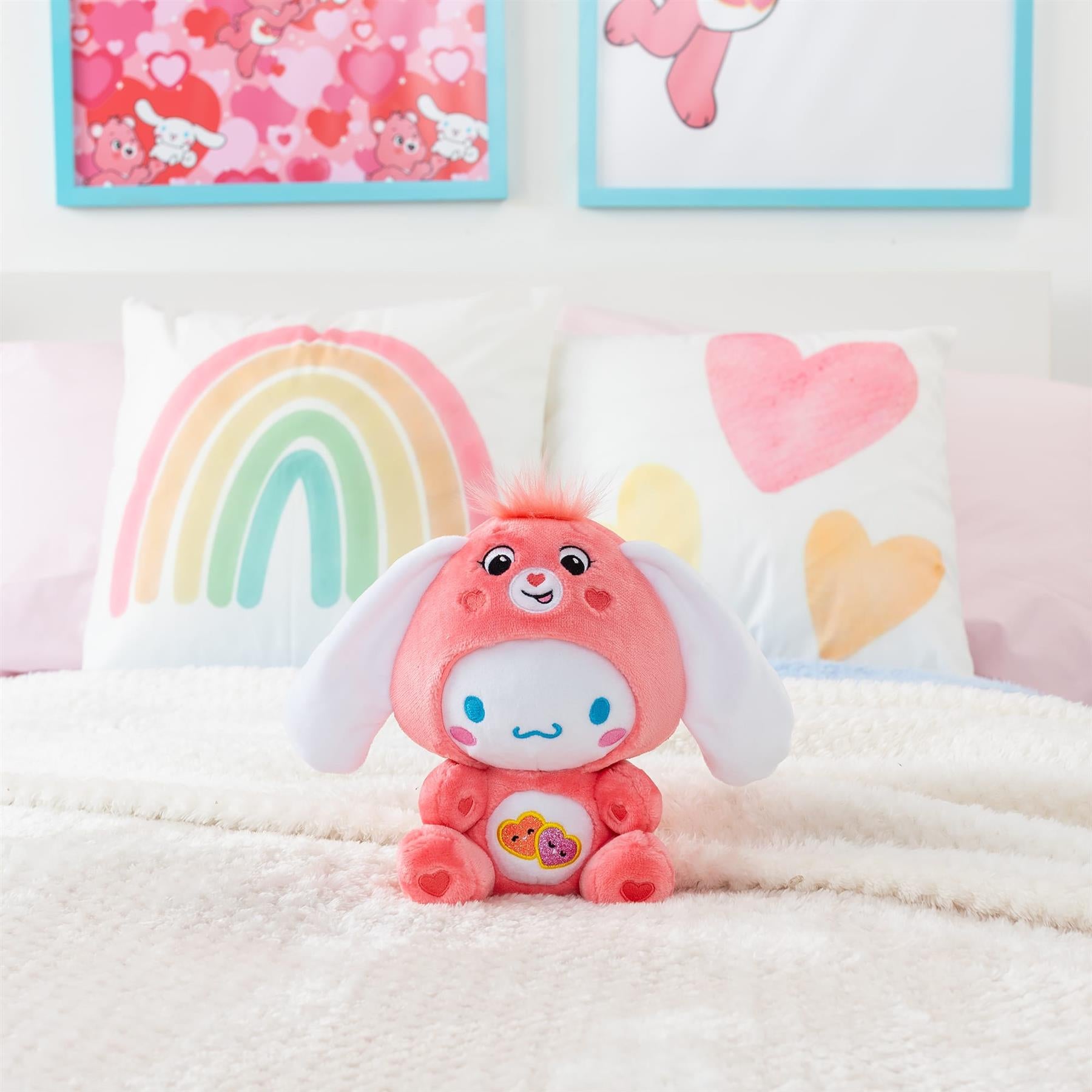 Care Bears x Hello Kitty Cinnamoroll as Love-A-Lot Bear Plush 25cm