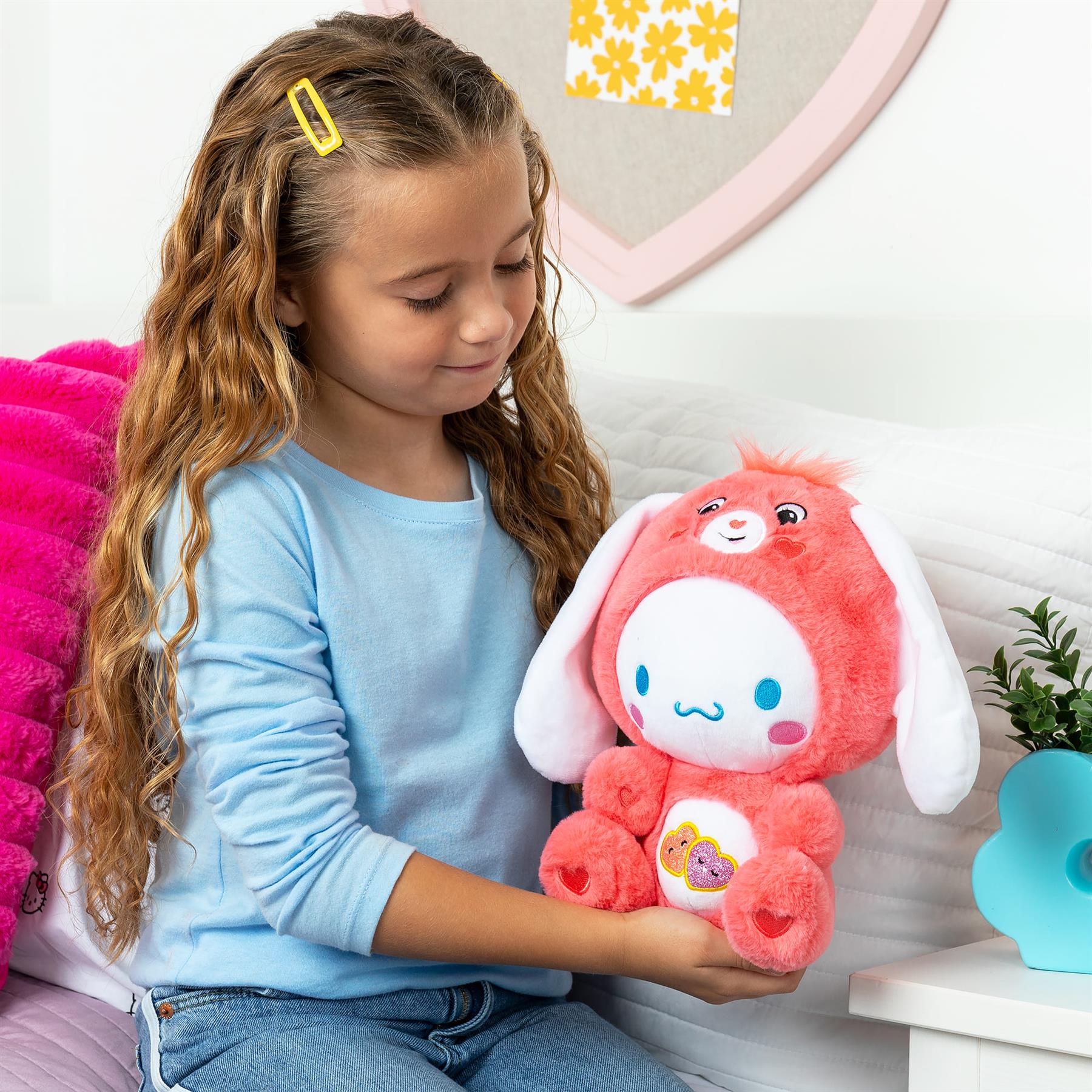 Care Bears x Hello Kitty Cinnamoroll as Love-A-Lot Bear Plush 25cm
