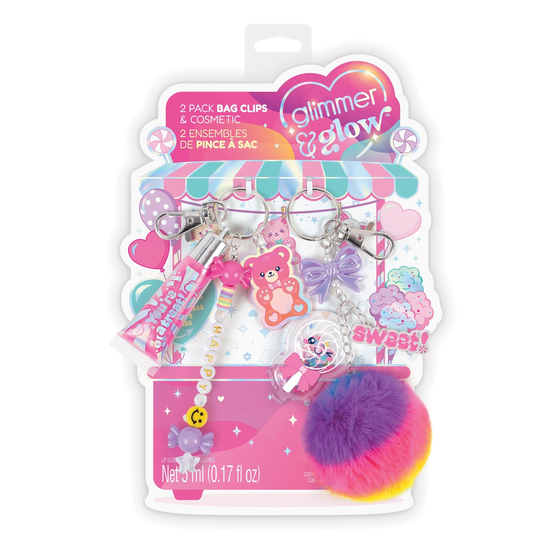 Make It Real Glimmer & Glow Bag Clips & Cosmetics Set - 2 Pack