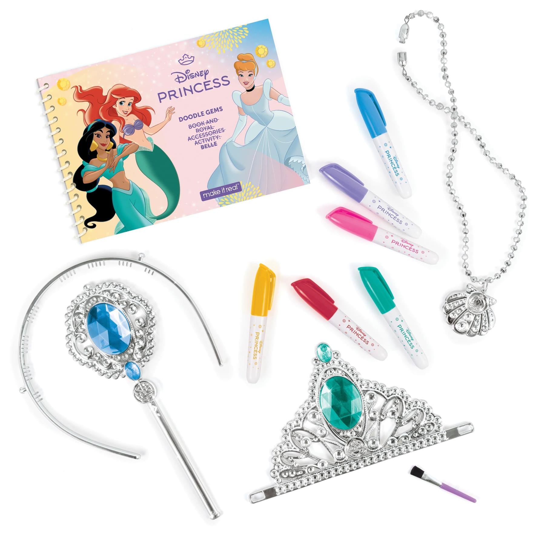 Make It Real Disney Princess Doodle Gems Activity Book & Royal Accessories
