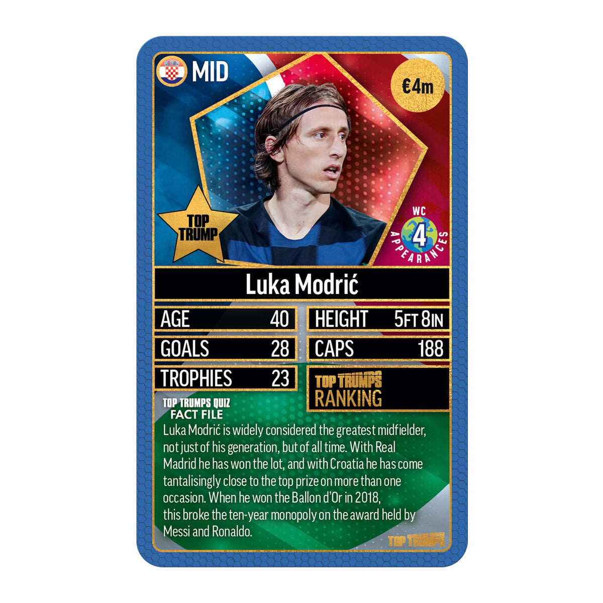 Top Trumps World Football Stars Top 200 Card Game – Chrome Blue Pack
