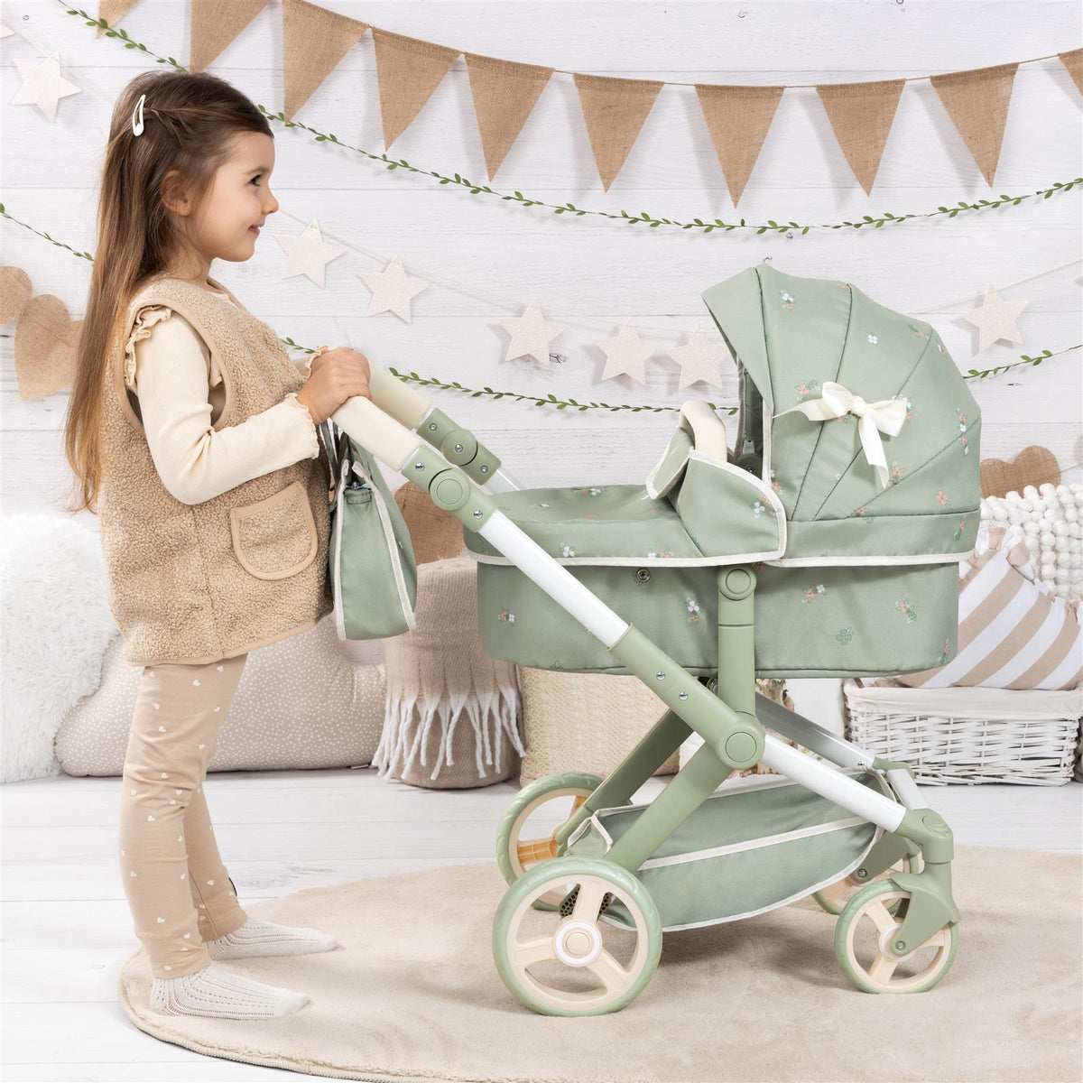 Bayer Xeo Doll Pram - Green