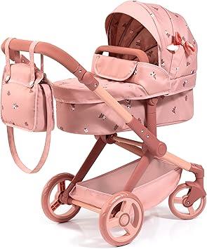 Bayer Dolls Pram Xeo with Fabric Ribbon - Pink