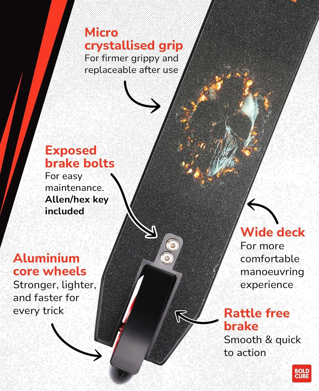 Boldcube Deluxe Stunt Scooter - Black Fire
