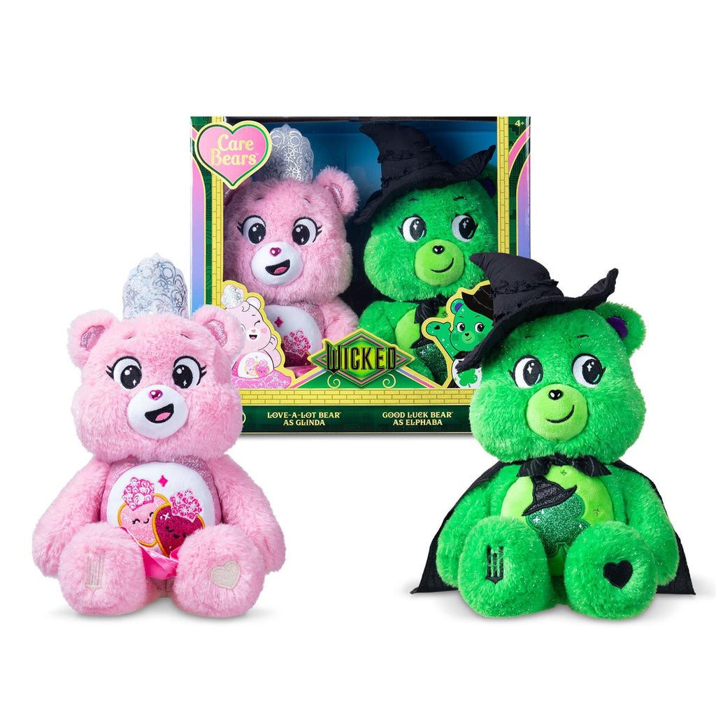 Care Bears Wicked Movie 30cm Plush 2 Pack - Love-a-Lot Bear as Glinda & Good Luck Bear as