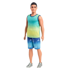Barbie Ken Fashionista Black Hair Blue & Green Top