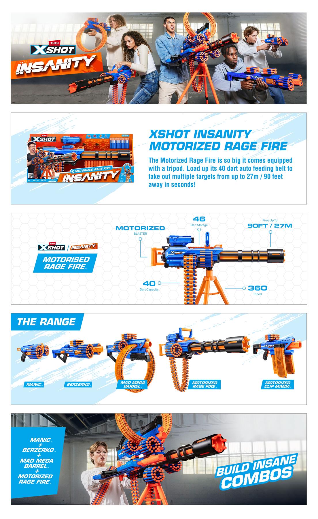 X-Shot Insanity Motorised Rage Fire Blaster