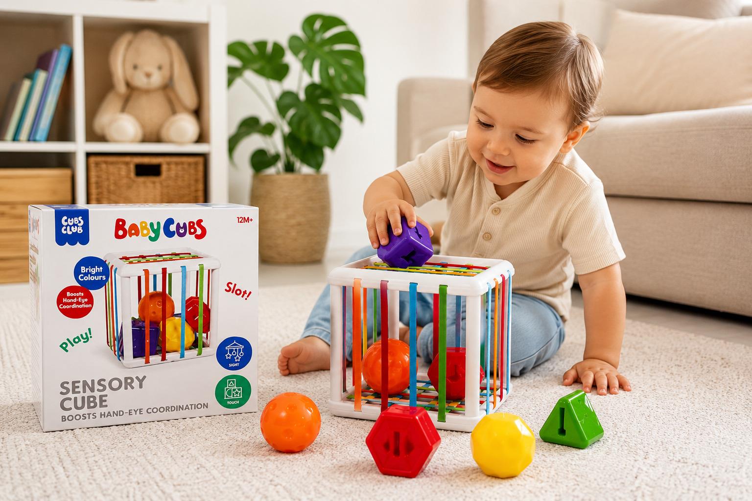 Cubs Club Baby Cubs Sensory Cube with Shaped Blocks