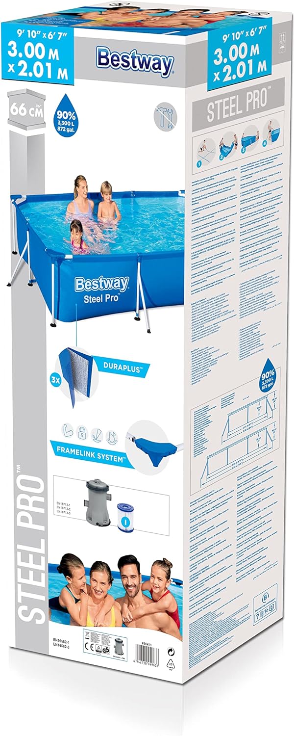 Bestway Steel Pro 9ft x 6ft Rectangular Pool with Filter Pump