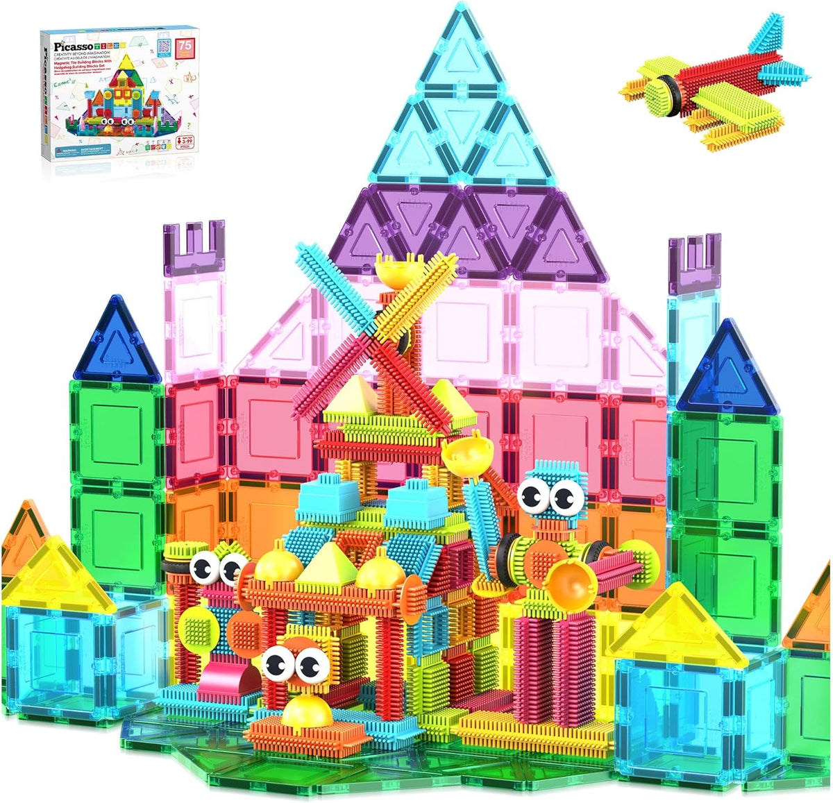 PicassoTiles Magnetic Tiles & Hedgehog 2-in1