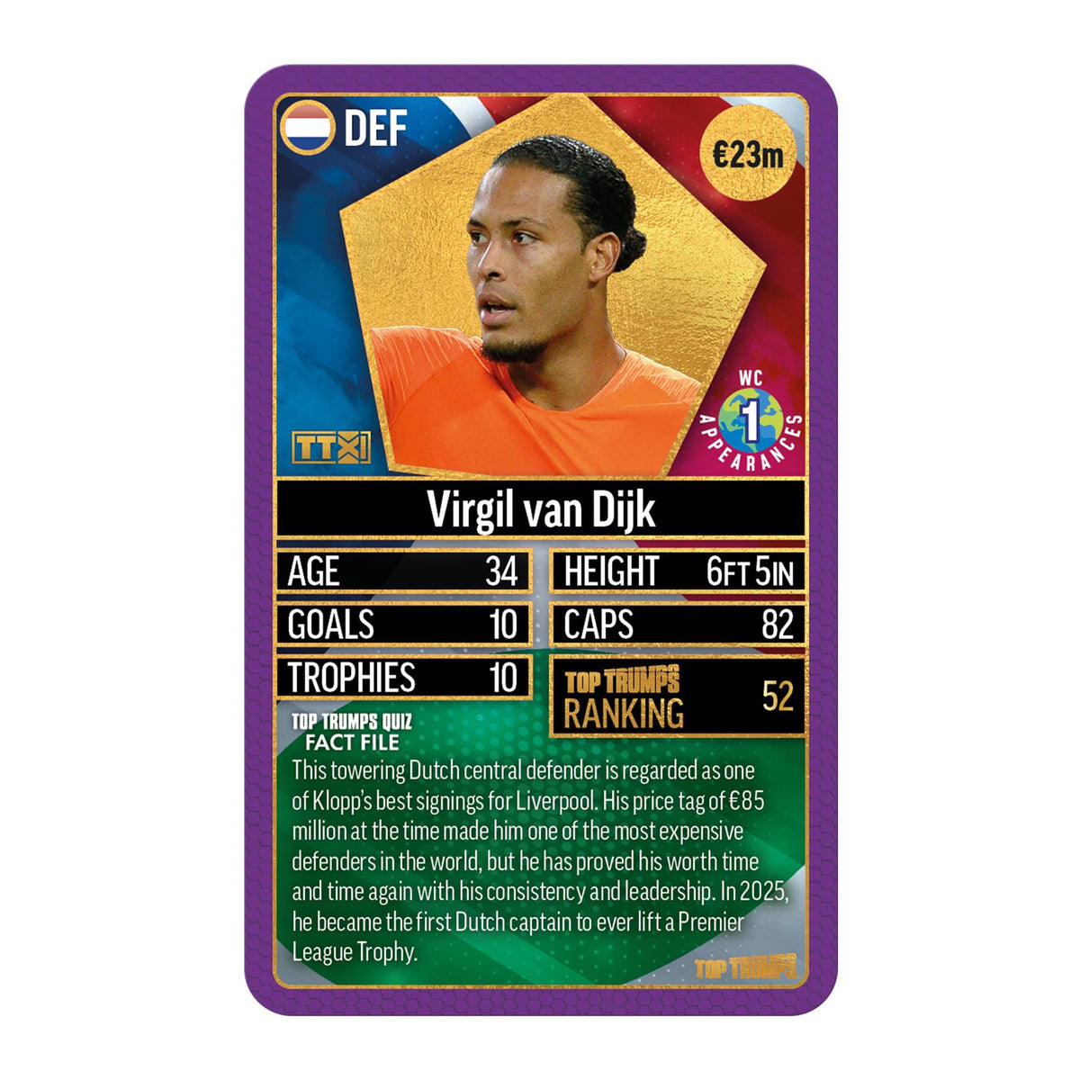 Top Trumps World Football Stars Top 200 Card Game – Chrome Purple Pack