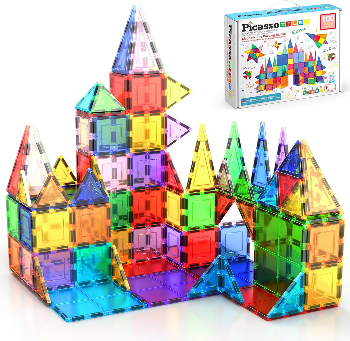 PicassoTiles 100 Piece Magnetic Tiles