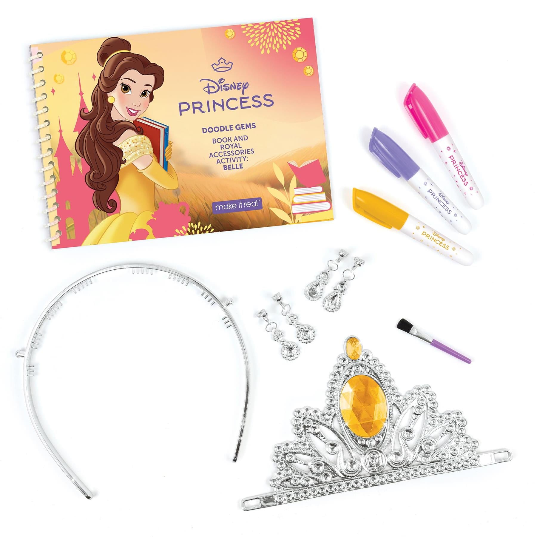 Make It Real Disney Princess Belle Doodle Gems Activity Book & Royal Accessories