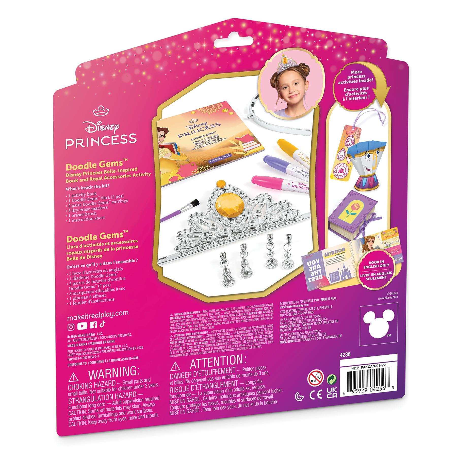 Make It Real Disney Princess Belle Doodle Gems Activity Book & Royal Accessories