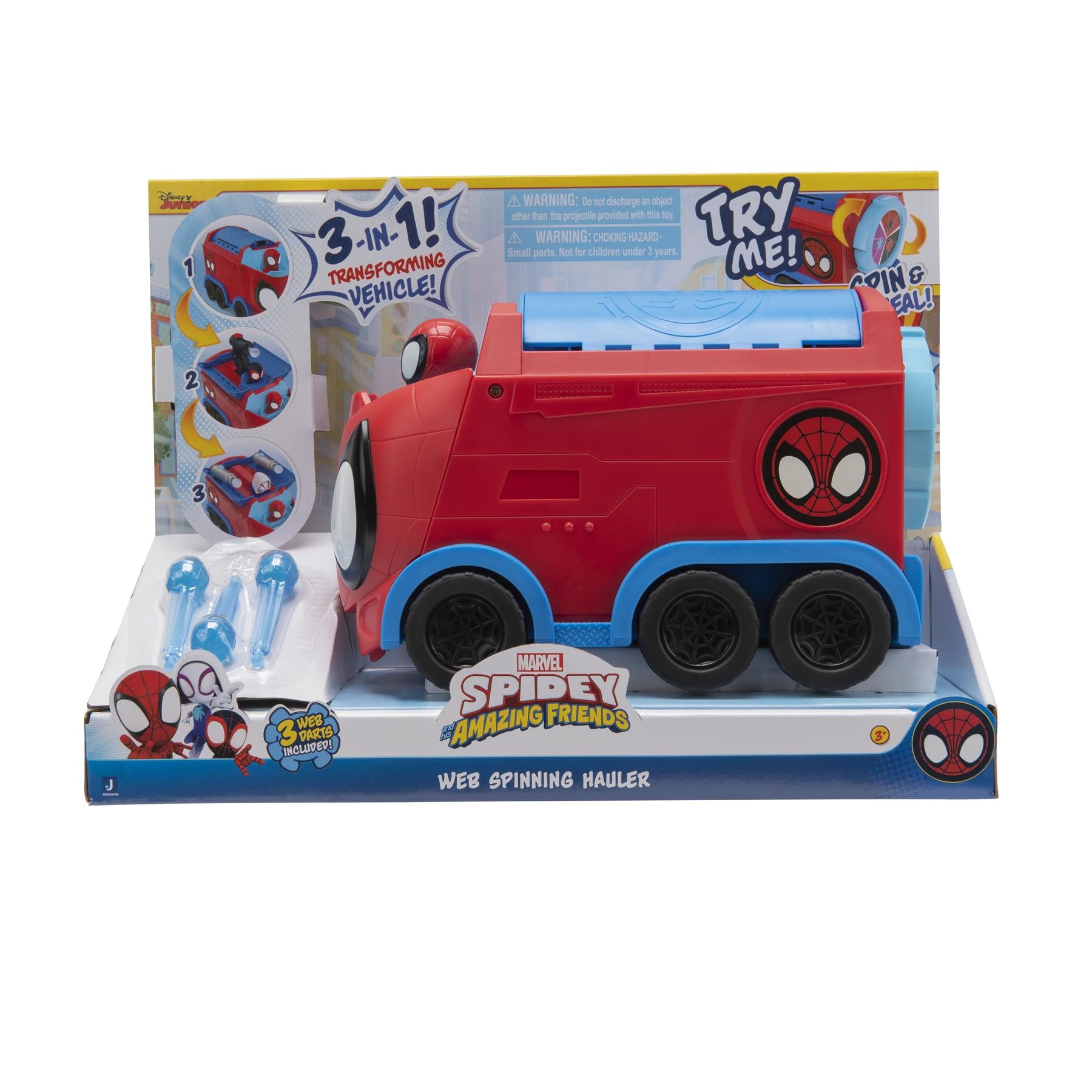 Marvel Spidey and His Amazing Friends Web Spinning Hauler 8 Inch 3-In-1 Transforming Vehicle
