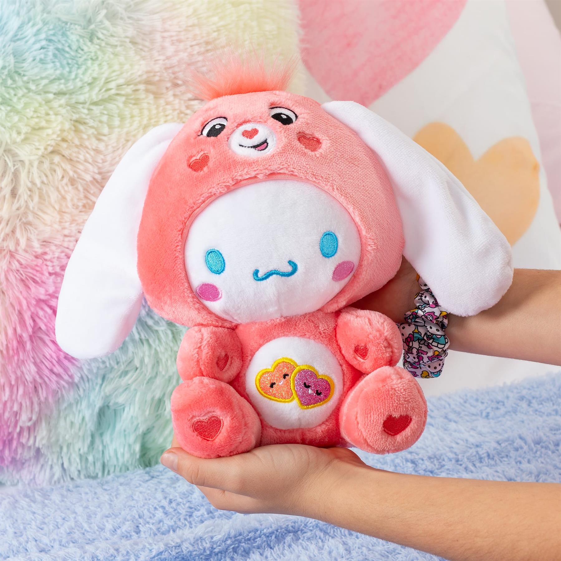 Care Bears x Hello Kitty Cinnamoroll as Love-A-Lot Bear Plush 25cm