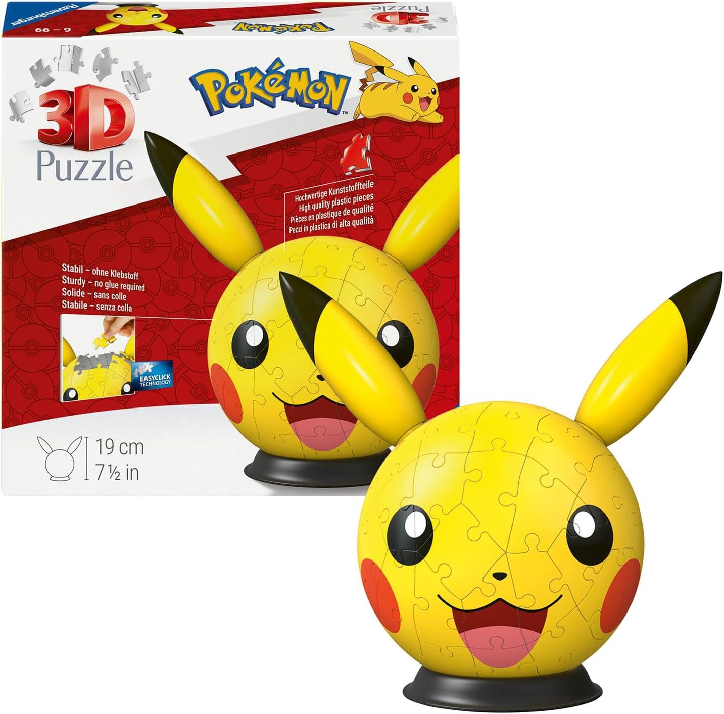 Ravensburger Pokemon 72 Piece with Ears 3D Puzzle Ball - Pikachu