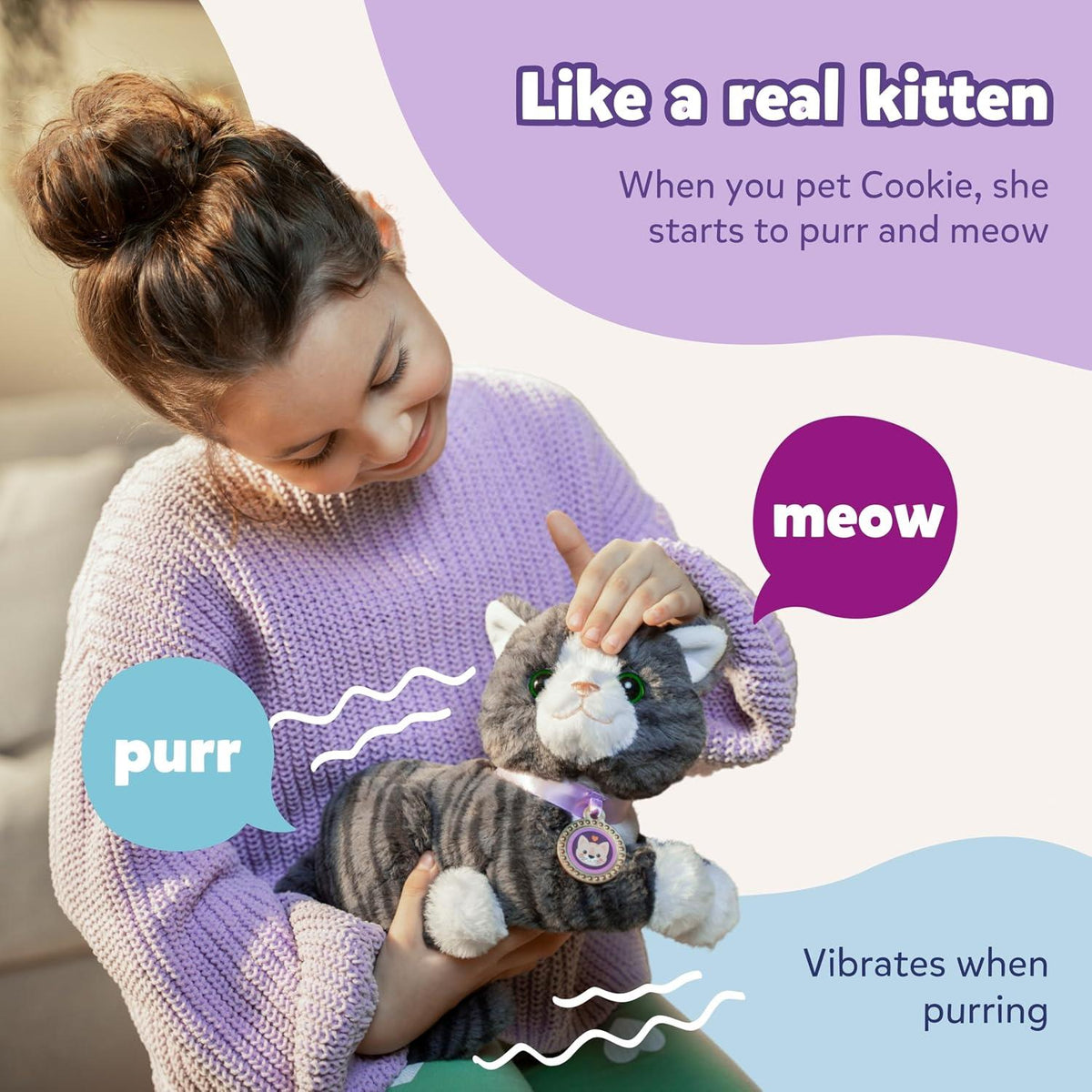 Baby born My Cat Cookie Interactive Pet Kitten with Cat Bed