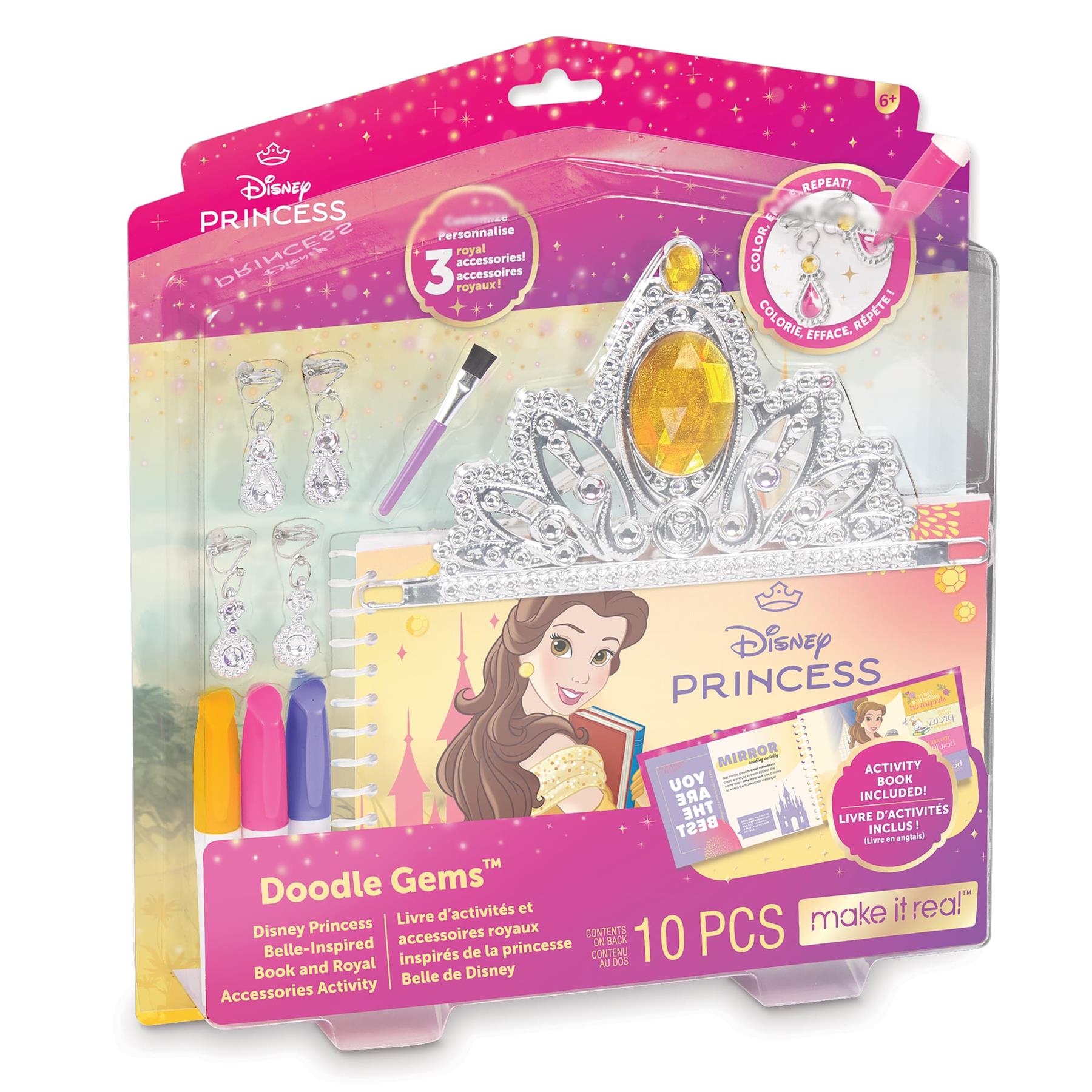 Make It Real Disney Princess Belle Doodle Gems Activity Book & Royal Accessories