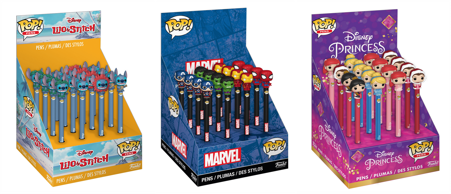 Funko Pen Topper Assortment – Disney Princess, Marvel & Stitch