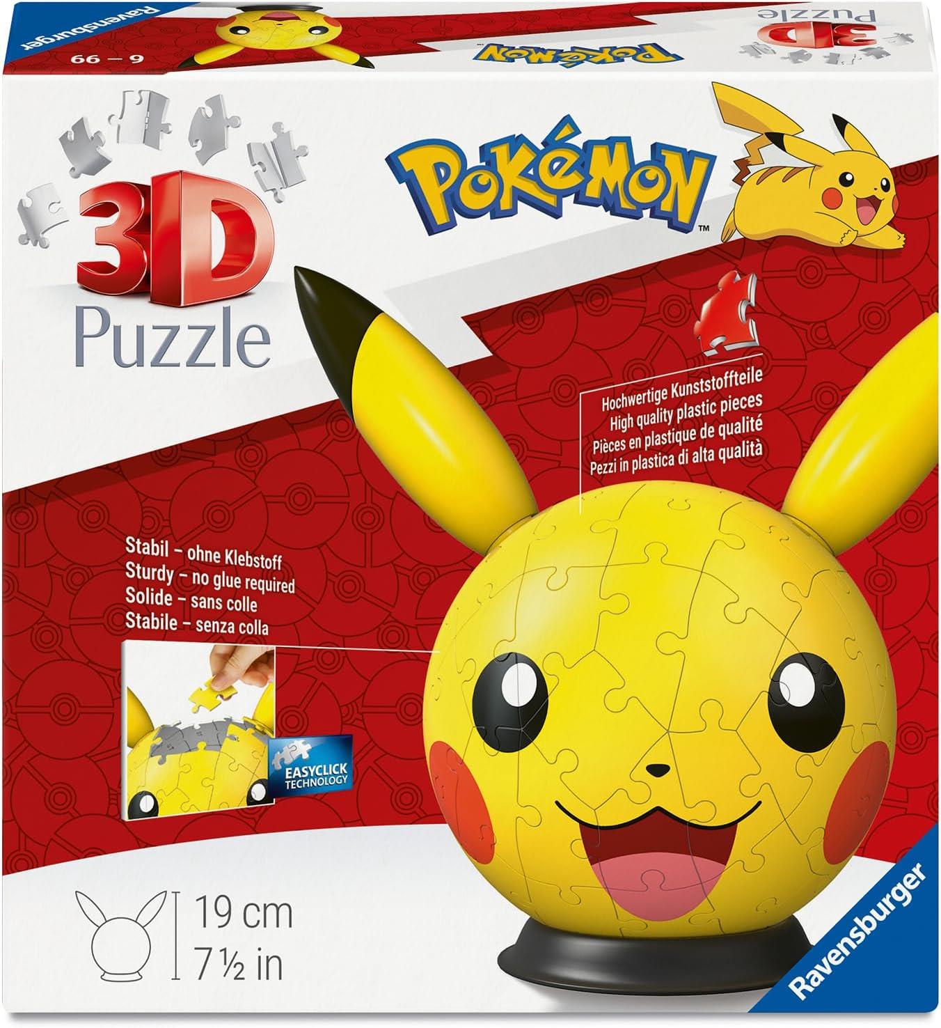 Ravensburger Pokemon 72 Piece with Ears 3D Puzzle Ball - Pikachu