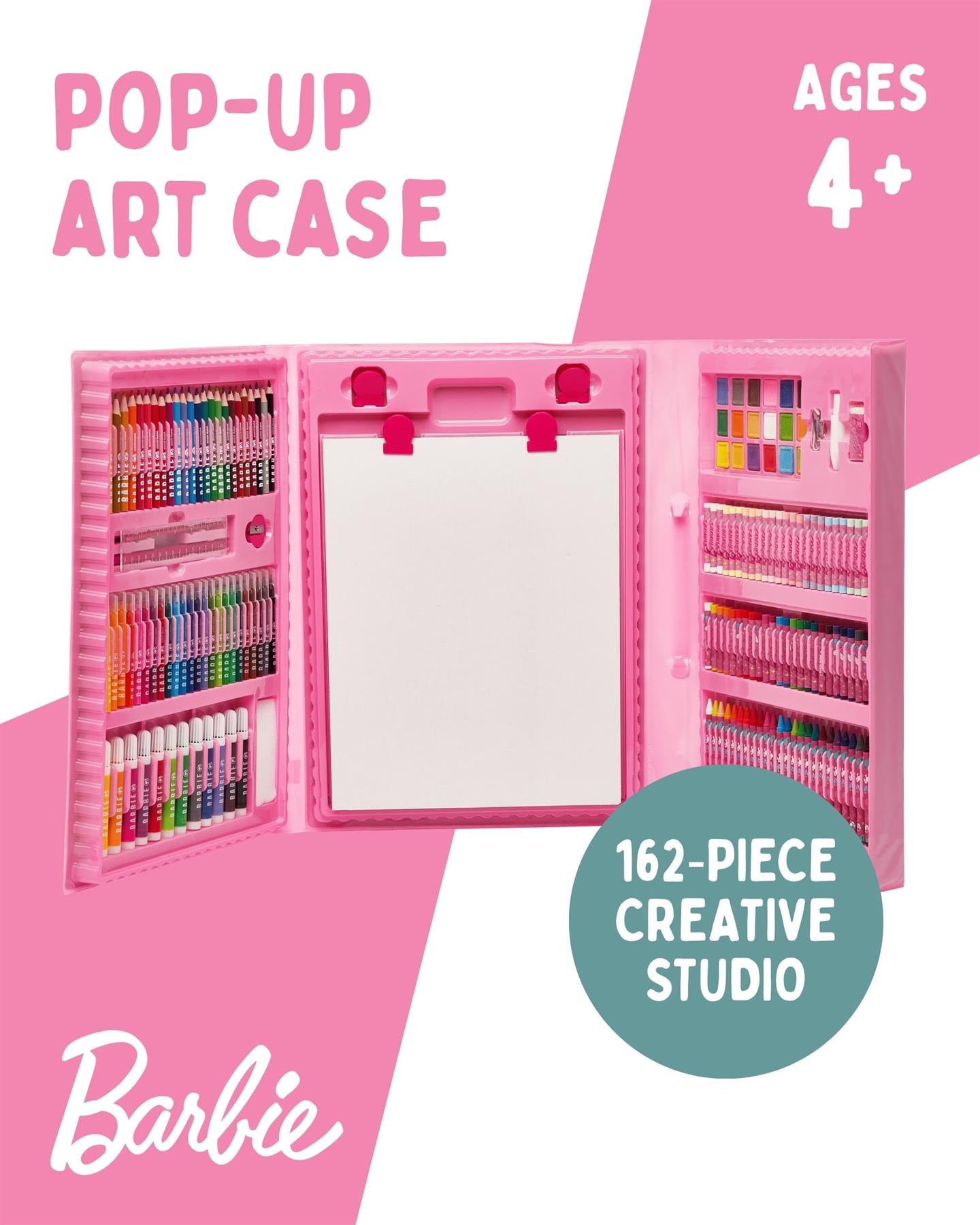 Barbie 169 Piece Childrens Easel Set with Whiteboard, Chalkboard & Accessories