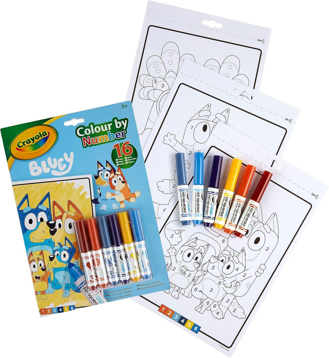 Crayola Colour by Numbers Colouring Book & Markers - Bluey