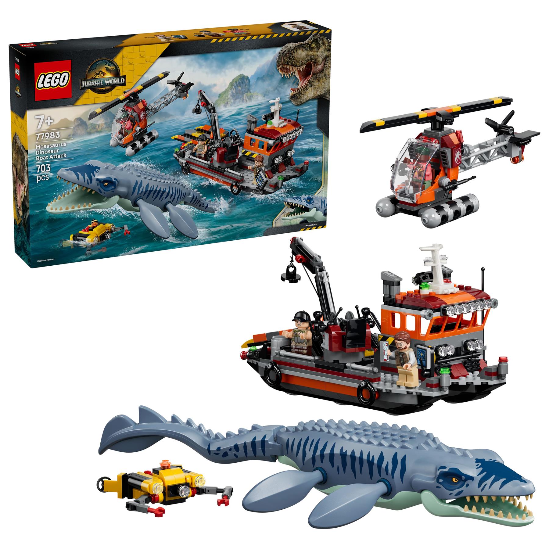 LEGO Jurassic World Mosasaurus Dinosaur Boat Attack 77983