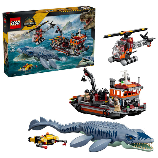 LEGO Jurassic World Mosasaurus Dinosaur Boat Attack 77983