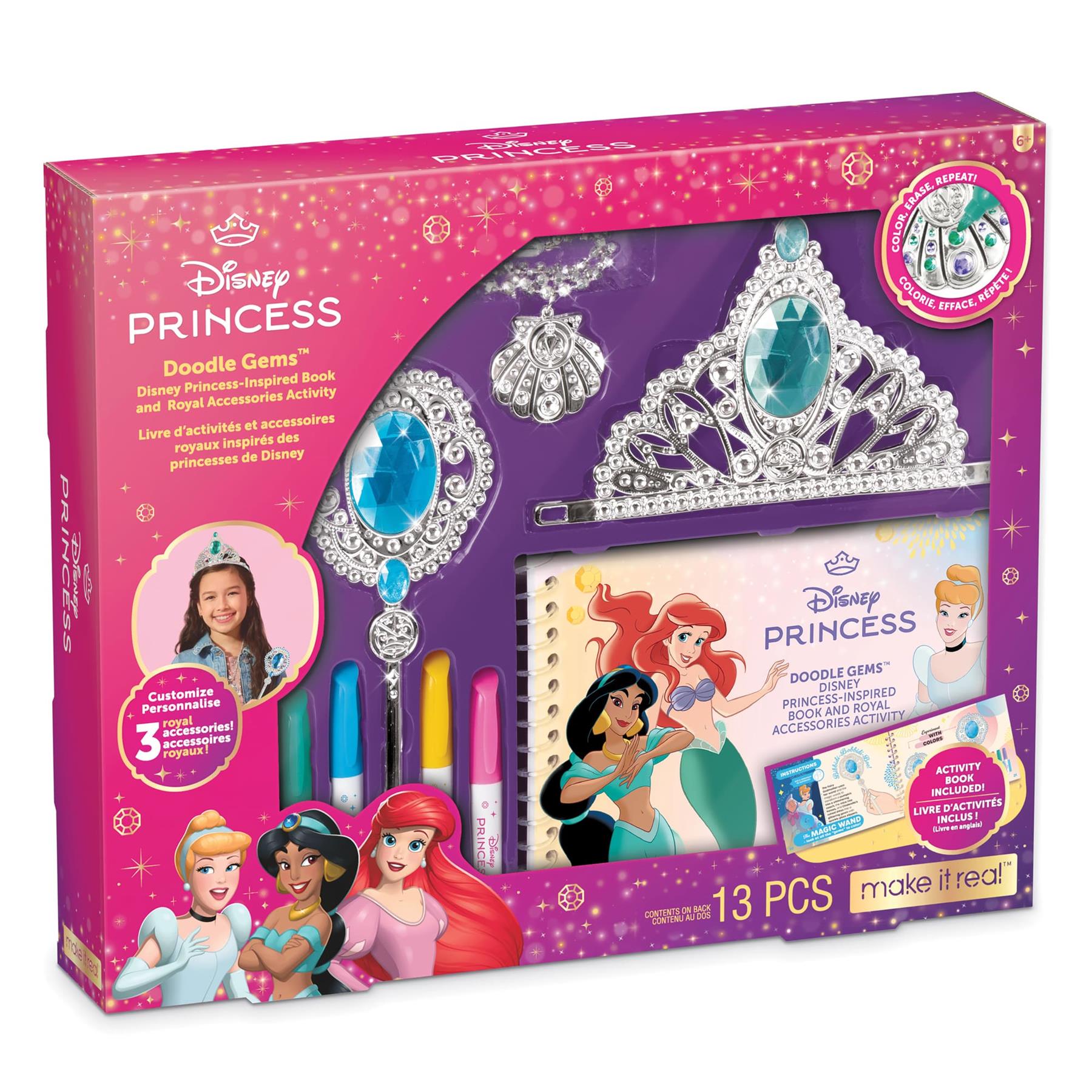 Make It Real Disney Princess Doodle Gems Activity Book & Royal Accessories
