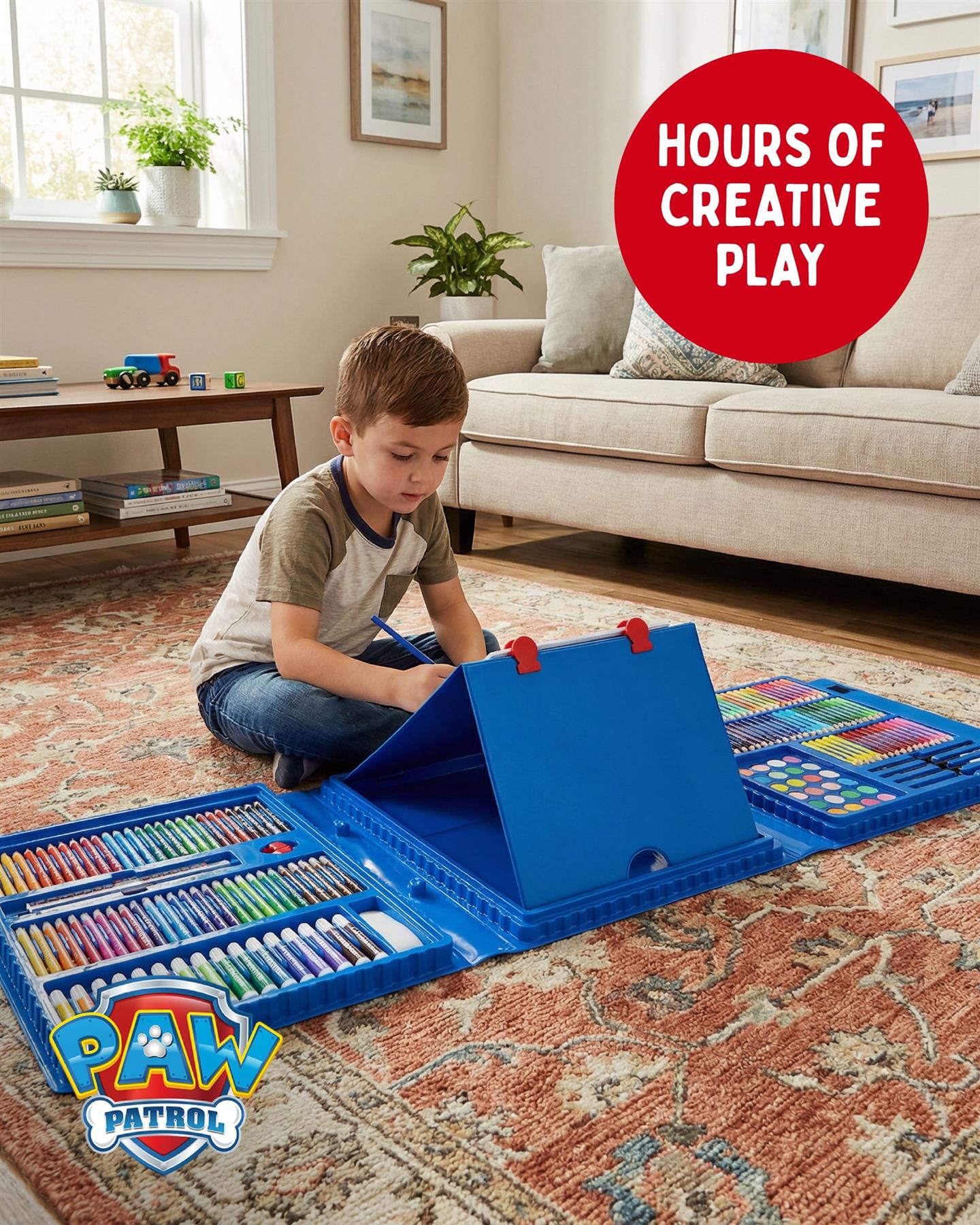 Paw Patrol 169 Piece Childrens Easel Set with Whiteboard, Chalkboard & Accessories