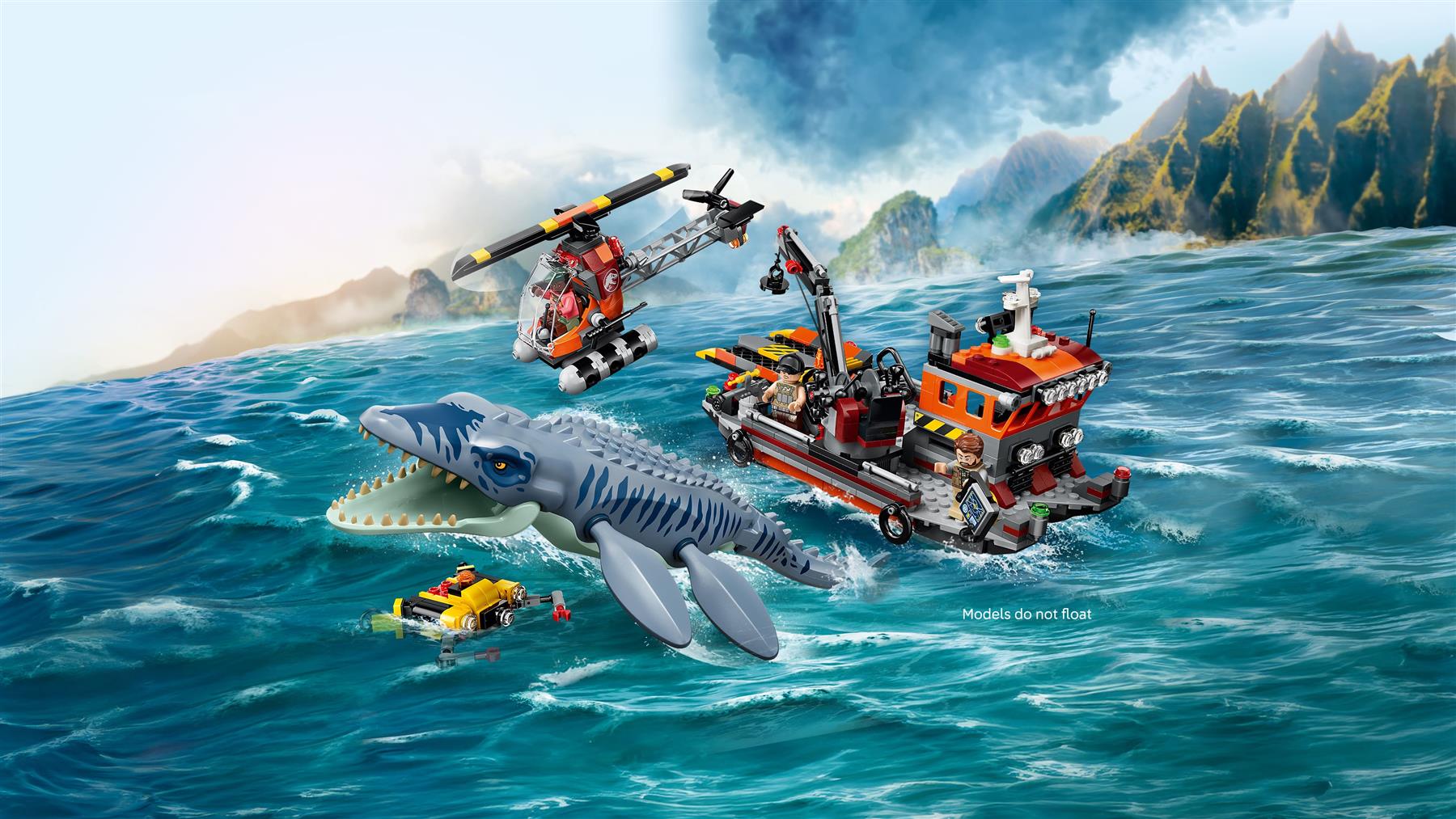 LEGO Jurassic World Mosasaurus Dinosaur Boat Attack 77983