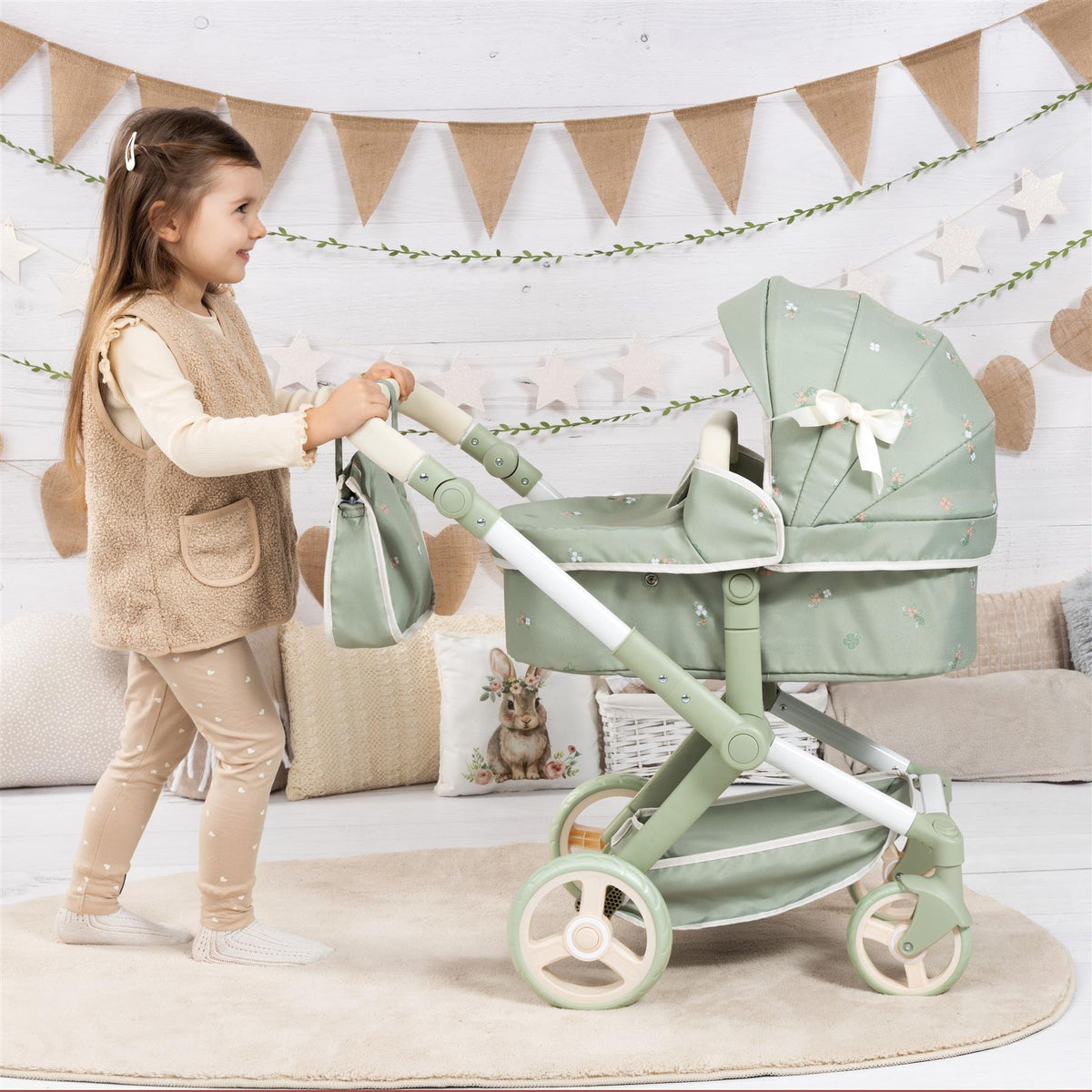 Bayer Xeo Doll Pram - Green