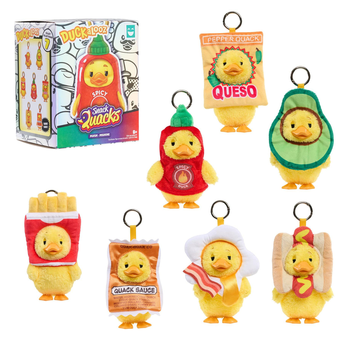 Duckalooz Snack Quack Clip-On Plush Duck Assortment