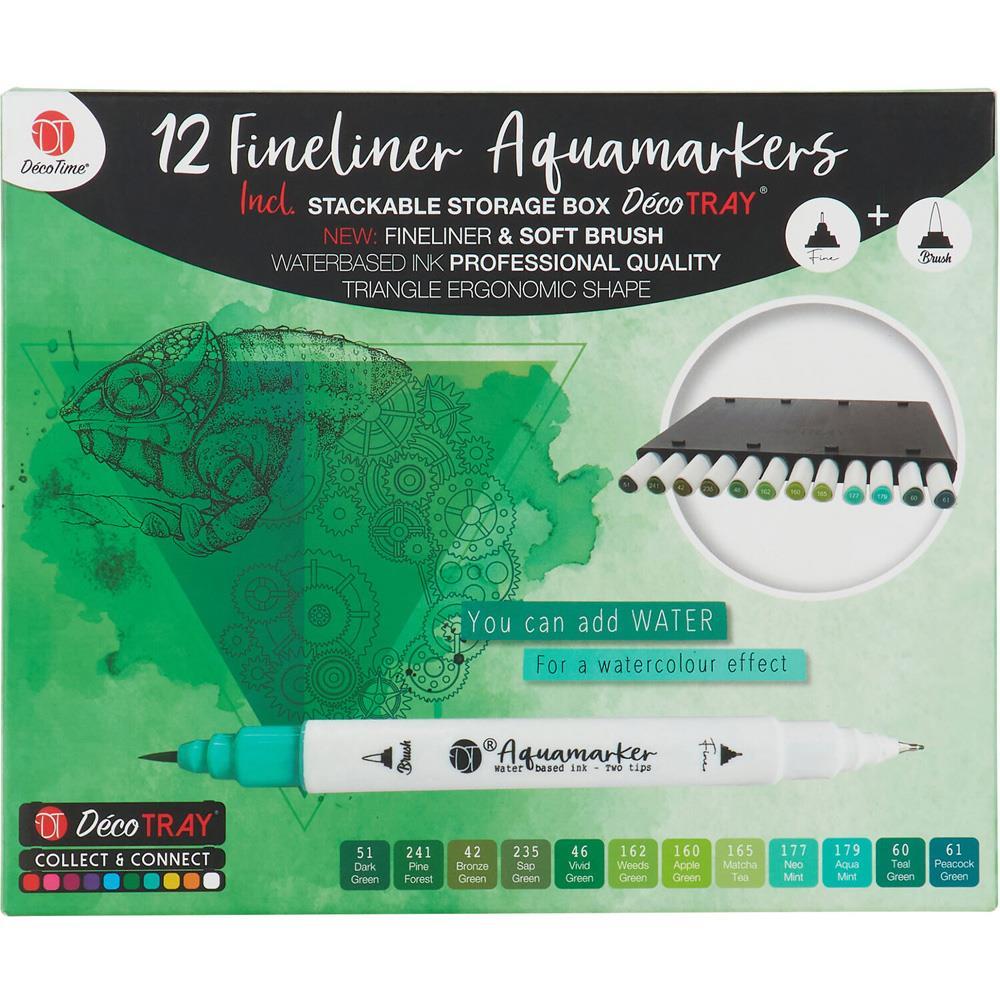 Deco Time Blue Fineliner Aquamarkers 12 Pack